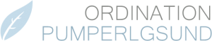 Logo der Ordination Pumperlgsund Logo der Ordination Pumperlgsund, Praxis für Ganzheitsmedizin und Ästhetik mit kleinem, stilisiertem, mintgrünem Blatt